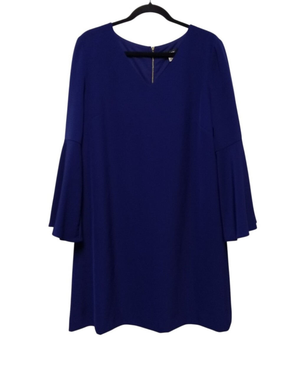 Tahari Arthur S. Levine Bell Sleeve Shift Dress Deep Royal Blue Size 16 Gold Zip